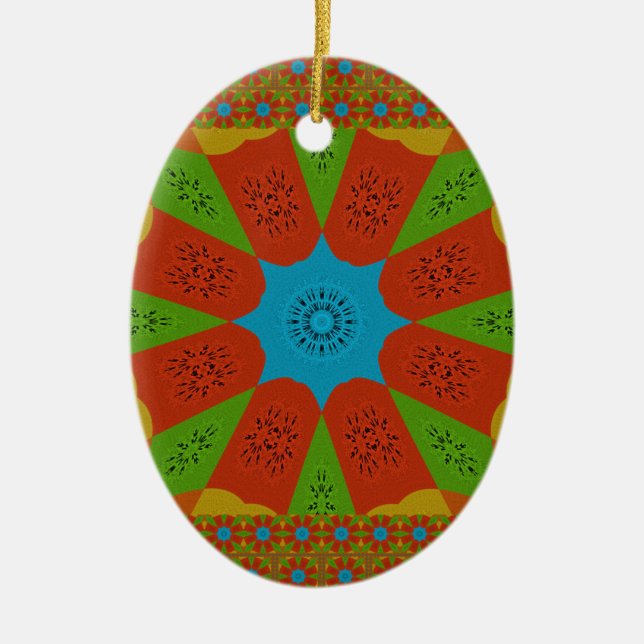 Kaleidoscope Bloom A Vibrant African Print Colour  Ceramic Tree Decoration (Front)