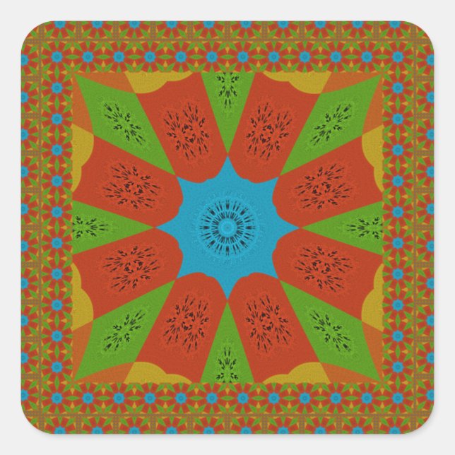 Kaleidoscope Bloom A Vibrant African Print Colour  Square Sticker (Front)