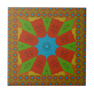 Kaleidoscope Bloom A Vibrant African Print Colour  Tile