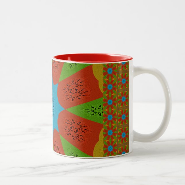 Kaleidoscope Bloom A Vibrant African Print Colour  Two-Tone Coffee Mug (Right)