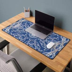 Kaleidoscope Bright Blue, White, Single Star  Desk Mat
