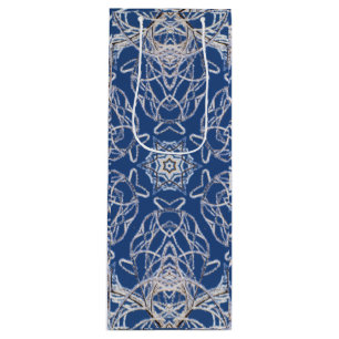 Kaleidoscope Bright Blue, White, Single Star Wine Gift Bag
