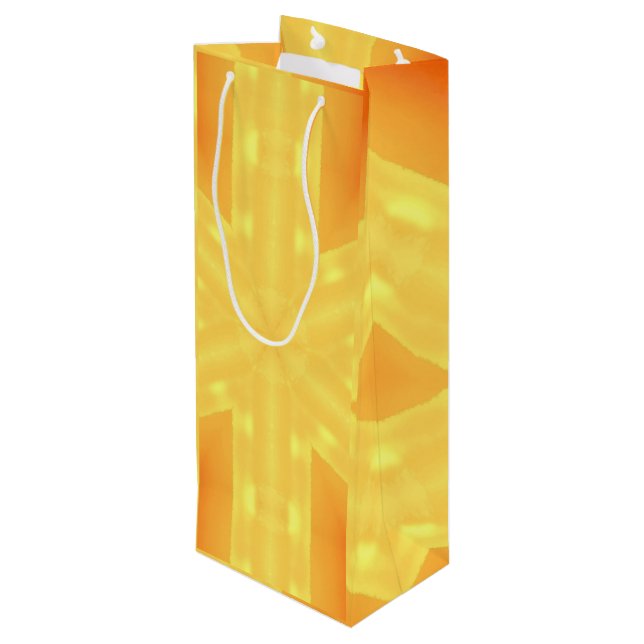 Kaleidoscope Bright Yellow and Lines Wine Gift Bag (Back Angled)