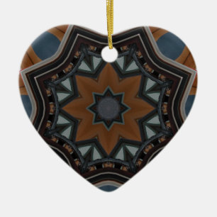 Kaleidoscope brown star ceramic ornament