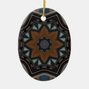 Kaleidoscope brown star ceramic ornament