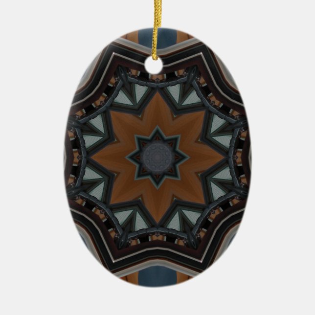 Kaleidoscope brown star ceramic ornament (Front)
