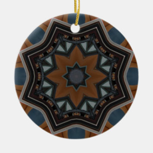 Kaleidoscope brown star ceramic tree decoration