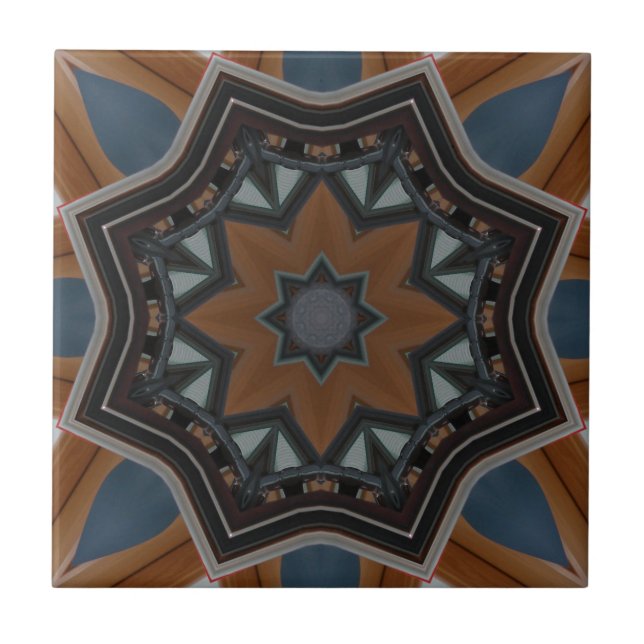 Kaleidoscope Brown Star pattern... Ceramic Tile (Front)