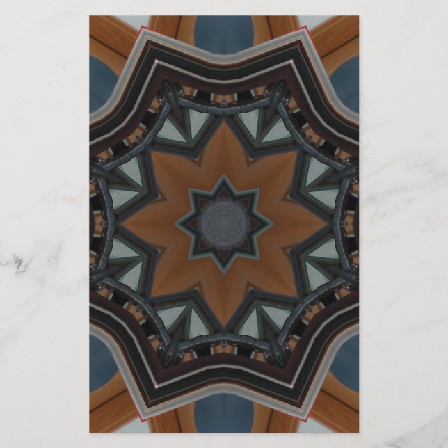 Kaleidoscope Brown Star pattern... Stationery (Front)