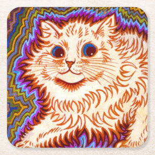 Kaleidoscope Cat Square Paper Coaster