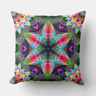 Kaleidoscope coloured star sunk in virtual brushed cushion