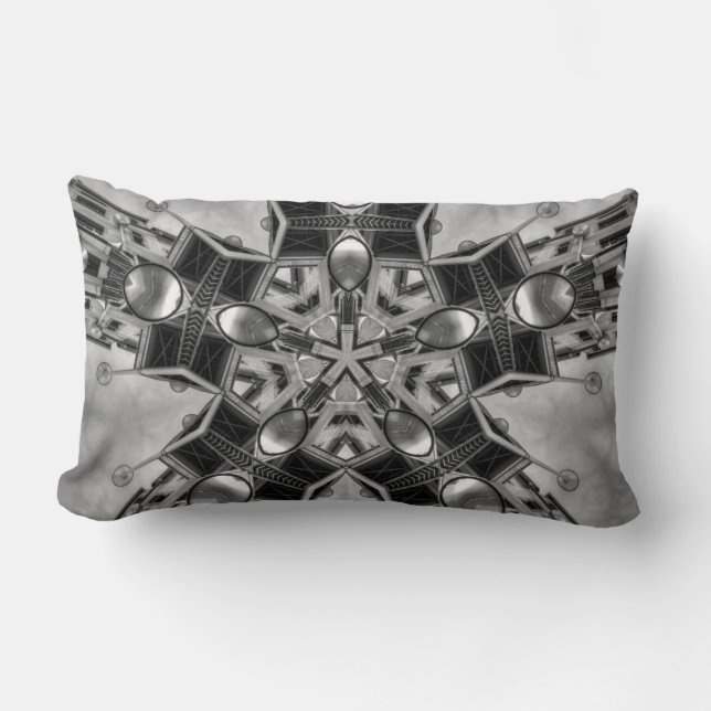 Kaleidoscope dark grey Star... Lumbar Cushion (Front)