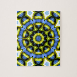 Kaleidoscope Decoration Blue Yellow Jigsaw Puzzle