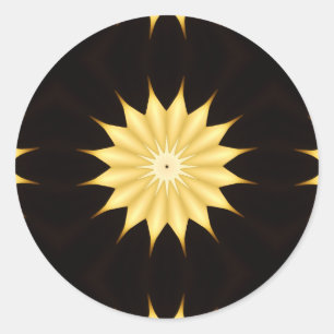 Kaleidoscope Design Bright Yellow Star Classic Round Sticker