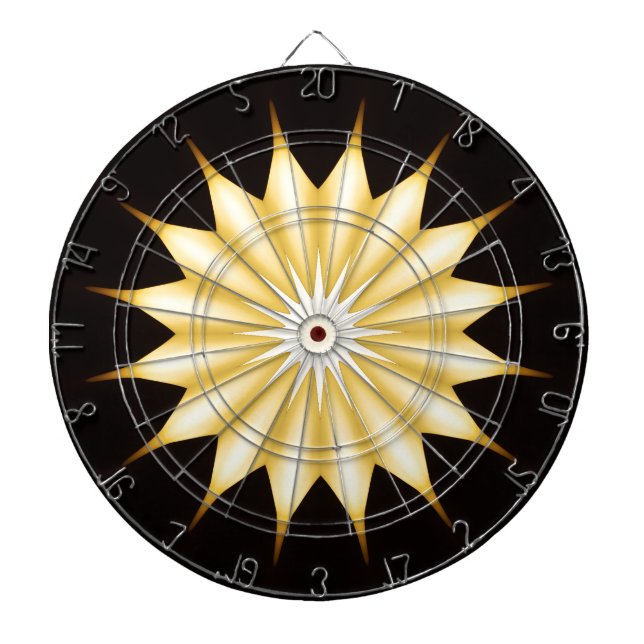 Kaleidoscope Design Bright Yellow Star Dartboard (Front)