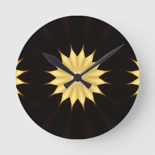 Kaleidoscope Design Bright Yellow Star Round Clock