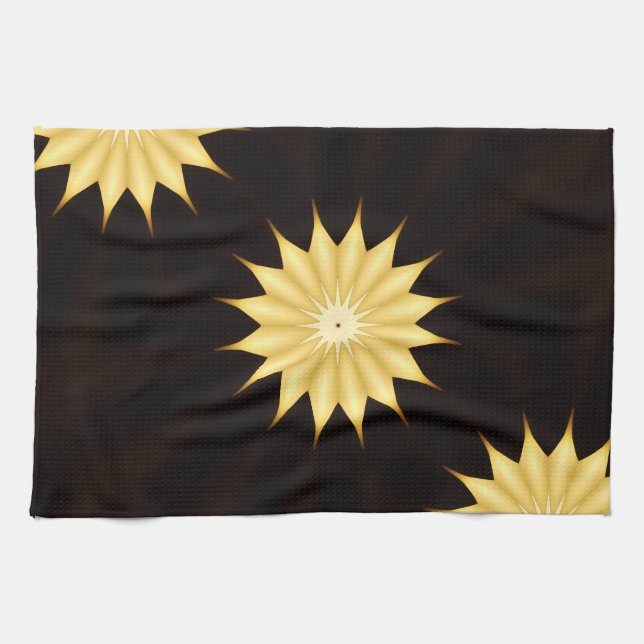 Kaleidoscope Design Bright Yellow Star Tea Towel (Horizontal)