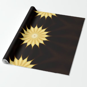 Kaleidoscope Design Bright Yellow Star Wrapping Paper