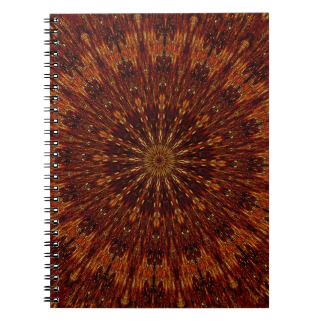 Kaleidoscope Design Dark Brown Floral Pattern Notebook (Front)