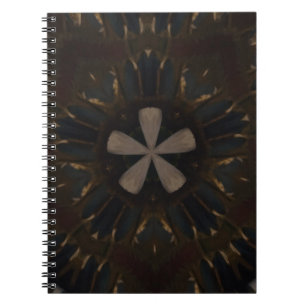Kaleidoscope Design Dark Brown Rustic Art Notebook
