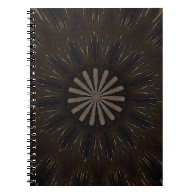 Kaleidoscope Design Dark Brown Rustic Floral Notebook (Front)