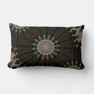 Kaleidoscope Design Dark Green Red Brown Lumbar Cushion