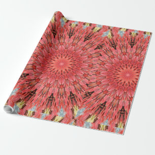 Kaleidoscope Design Floral Red Wrapping Paper