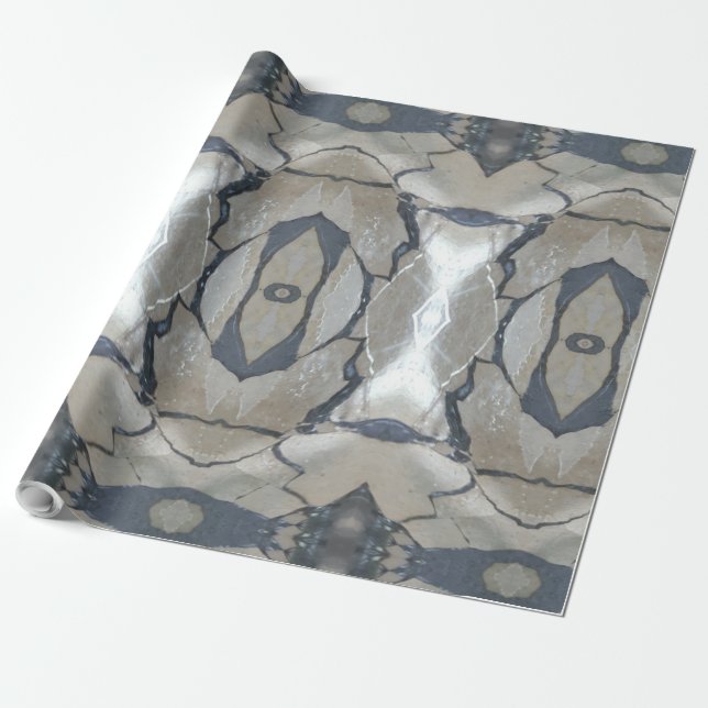 Kaleidoscope Design Light and Dark Grey Pattern Wrapping Paper (Unrolled)