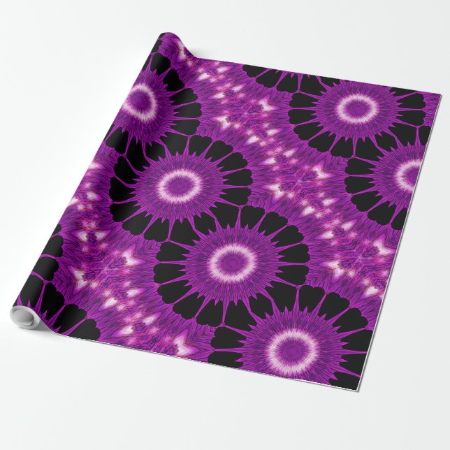 Kaleidoscope Design Purple Pink Art Wrapping Paper (Unrolled)