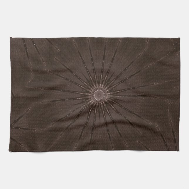 Kaleidoscope Design Rustic Brown Tea Towel (Horizontal)