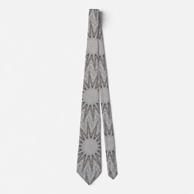 Kaleidoscope Design Rustic Light Grey Colours Tie (Front)