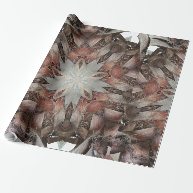 Kaleidoscope Design Star from Trunk of Palm Tree Wrapping Paper (Unrolled)