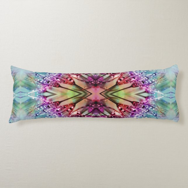 Kaleidoscope Dewdrops: Abstract Floral Art Body Cushion (Front)