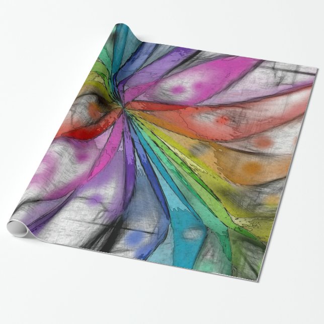 Kaleidoscope Dragonfly Wrapping Paper (Unrolled)