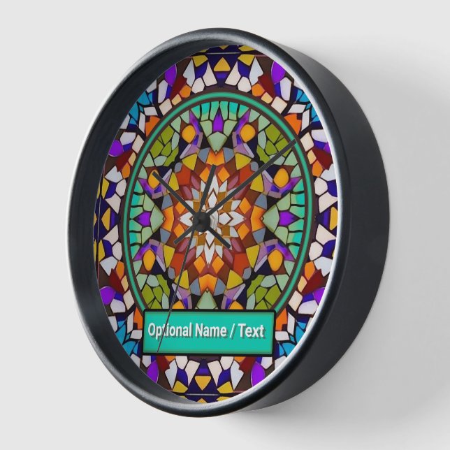 Kaleidoscope Effect Mosaic Tile 3D Look - Add Text Clock (Angle)