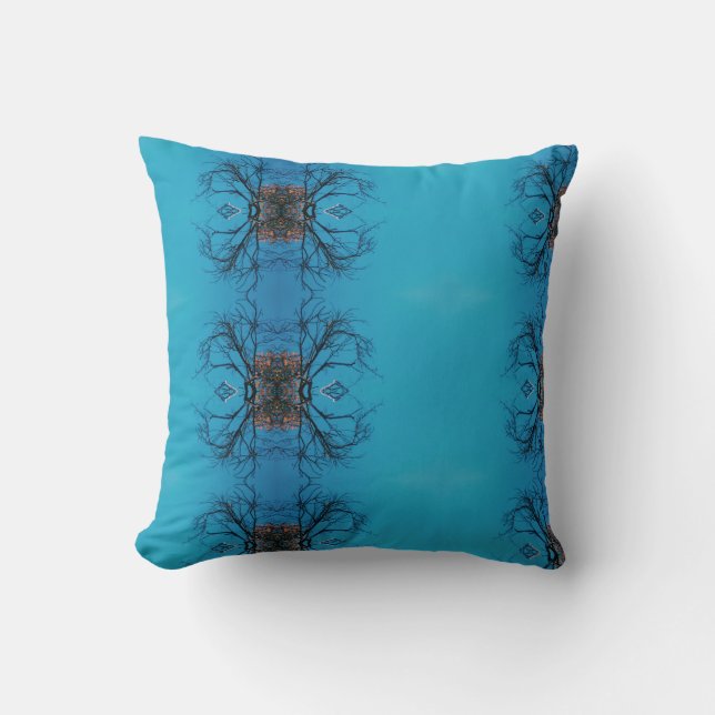 Kaleidoscope Effect Tree Sky Throw Pillow (Front)