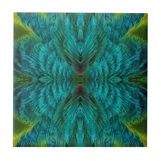 Kaleidoscope Feather Design Ceramic Tile (Front)