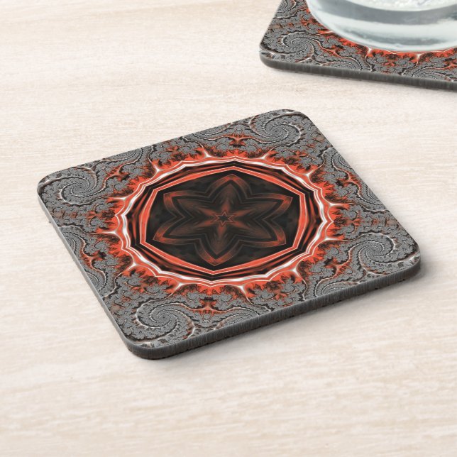 Kaleidoscope Flames Plastic Coasters (Left Side)