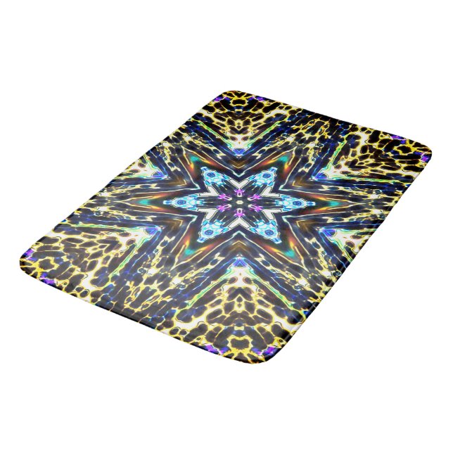 Kaleidoscope flower cartoon surrounded by bumpy th bath mat (Angled)