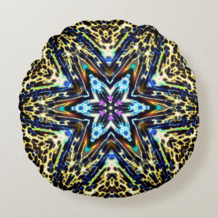 Kaleidoscope flower cartoon surrounded by bumpy th round cushion