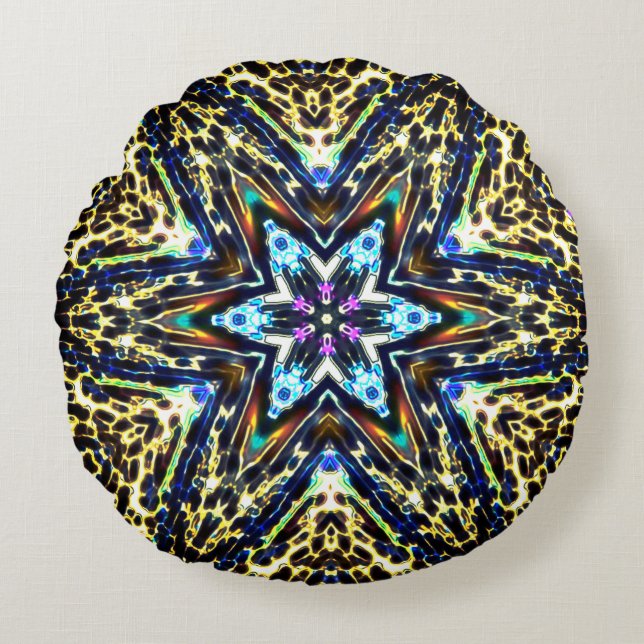 Kaleidoscope flower cartoon surrounded by bumpy th round cushion (Front)
