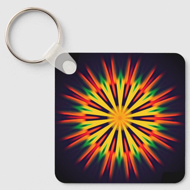 Kaleidoscope Flower Design-21855 Key Ring (Front)