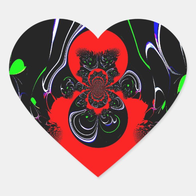 Kaleidoscope Fluid Art Print Heart Sticker (Front)