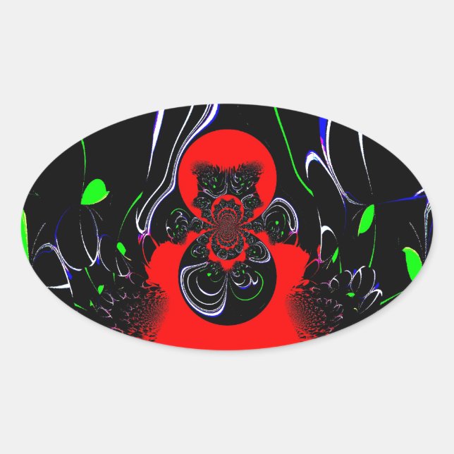 Kaleidoscope Fluid Art Print Oval Sticker (Front)