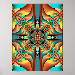 Kaleidoscope Fractal Mandala Graphic Design Poster