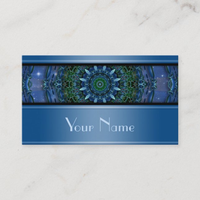 Kaleidoscope Fractal Mandala VII + your Text Business Card (Front)