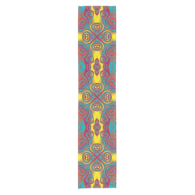 Kaleidoscope Fractal Pattern VIa + your ideas Short Table Runner (Front)