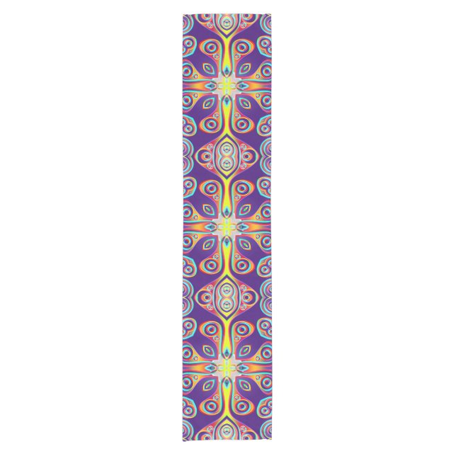 Kaleidoscope Fractal Pattern Xa + your ideas Short Table Runner (Front)