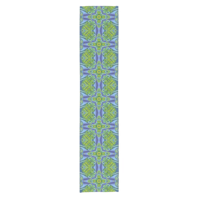 Kaleidoscope Fractal Pattern XIa + your ideas Short Table Runner (Front)