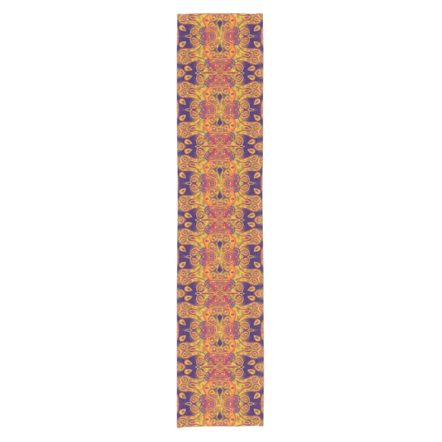 Kaleidoscope Fractal Pattern XIV + your ideas Short Table Runner (Front)